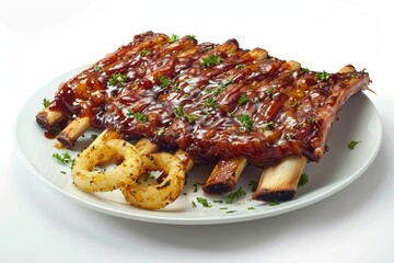 Irresistible Backstage BBQ Baby Back Ribs with Crispy Onion Rings