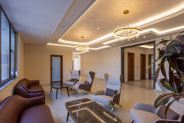 Lounge area in a modern hotel
