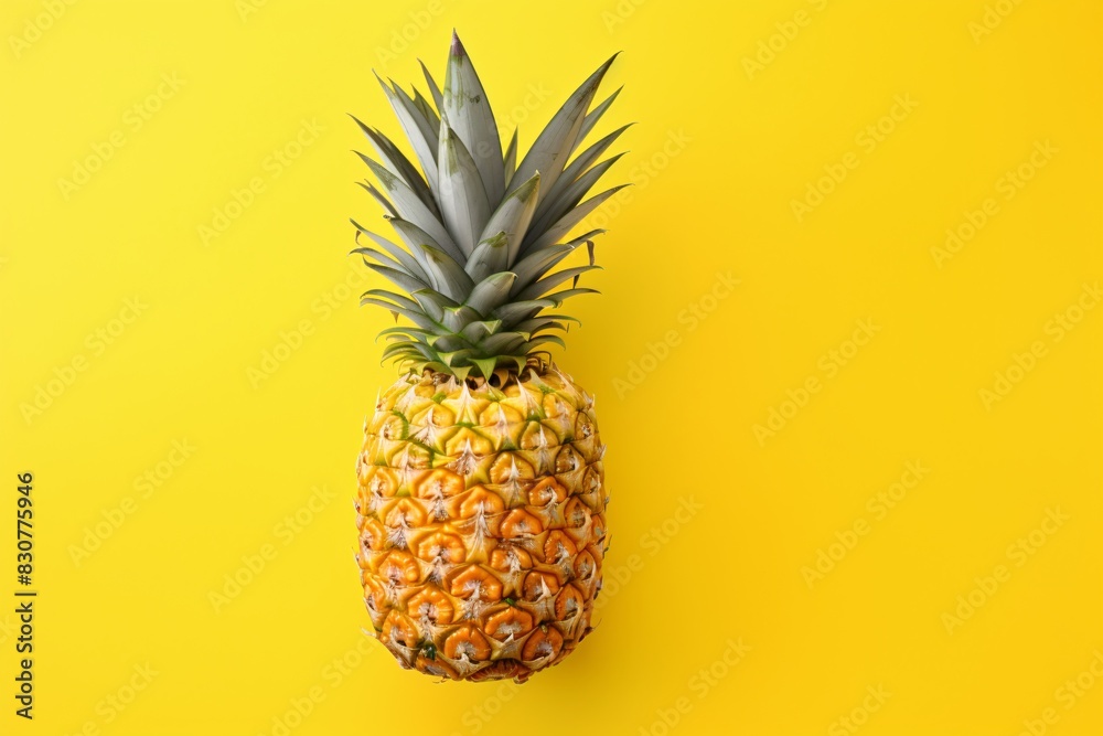 Wall mural a pineapple on a yellow background - Wall murals