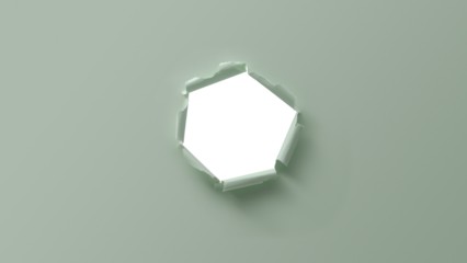 Torn green paper with round hole