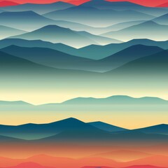 Serene Mountain Landscape at Sunset with Gradient Colors