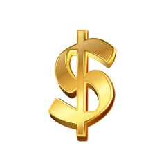 luxury golden dollar currency icon transparent png or isolated on white background