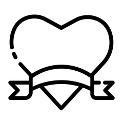 heart with ribbons cut line style