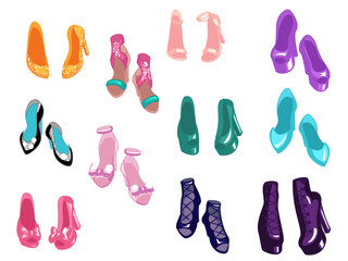 Different types of trend women's shoes.