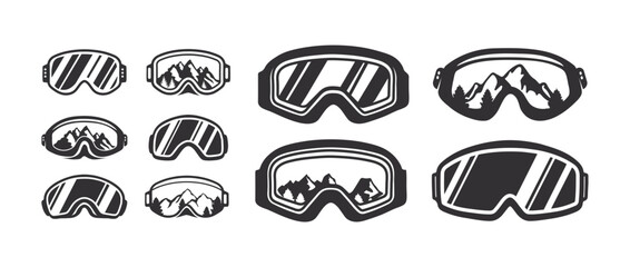 Snowboard Goggle Illustration Vector Set