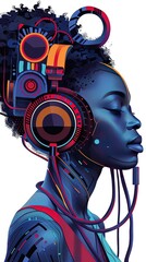 Creative Afrofuturist Illustration of Ethnic Woman