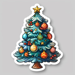 Christmas Tree Sticker With Ornaments