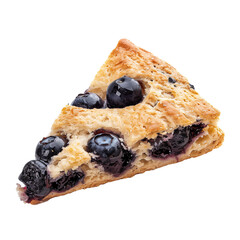 Blueberry Scone Isolated on Black Background: A Close-Up of a Freshly Baked Scone with Juicy Blueberries