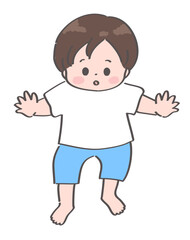 よちよち歩きをする男の子の赤ちゃんのイラスト