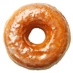 Glazed Donut Isolated on Black Background: A Close-Up of a Classic Donut with Shiny Sugar Glaze