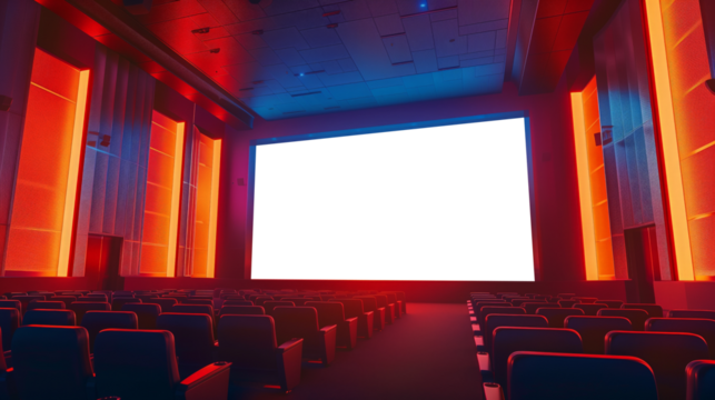 白いスクリーンと赤い客席、透過PNG,モックアップ