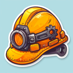 Naklejka premium Sticker With Helmet and Wrench
