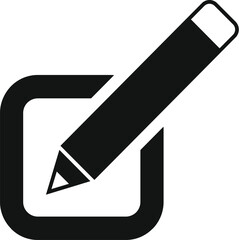 Simple black and white vector graphic of an edit icon symbolizing modification or input