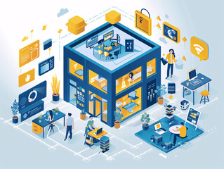 Obraz premium Digital innovation hub with room for text