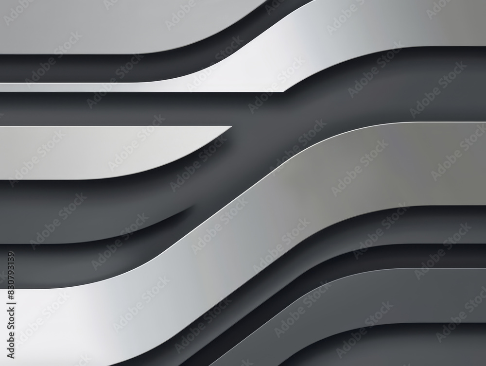 Sticker An abstract design with wavy monochrome layers in shades of grey, black, and white. The smooth curves and flowing lines create a dynamic and minimalist texture, giving a modern and elegant look.