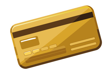 A cartoon illustration of a gold credit card with a white background