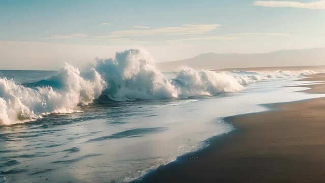 A wave crashing on a deserted beach reflecting the loneliness and isolation of those who ride the crypto arbitrage wave.