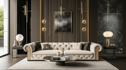 Home living room interior with sofa and living room closet background