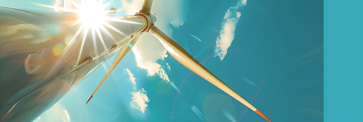 Close-up of wind turbine on blue sky background,
Wind turbines generating electricity with blue sky energy conservation concept