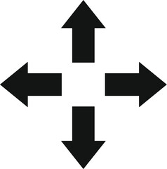 Fototapeta premium Simple graphic with bold black arrows pointing up, down, left, and right
