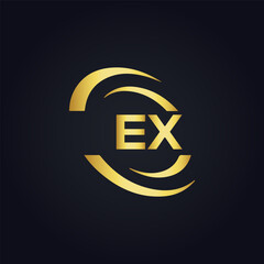 EX logo. E X design. White EX letter. EX, E X letter logo design. E X letter logo design in FIVE, FOUR, THREE, style. letter logo set in one artboard. E X letter logo vector design.