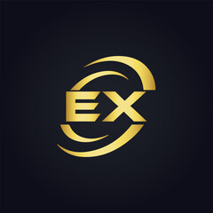 EX logo. E X design. White EX letter. EX, E X letter logo design. E X letter logo design in FIVE, FOUR, THREE, style. letter logo set in one artboard. E X letter logo vector design.