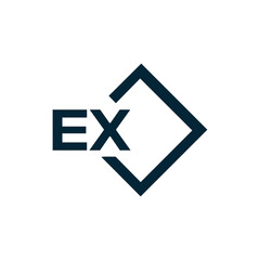 EX logo. E X design. White EX letter. EX, E X letter logo design. E X letter logo design in FIVE, FOUR, THREE, style. letter logo set in one artboard. E X letter logo vector design.