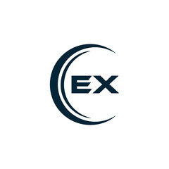 EX logo. E X design. White EX letter. EX, E X letter logo design. E X letter logo design in FIVE, FOUR, THREE, style. letter logo set in one artboard. E X letter logo vector design.