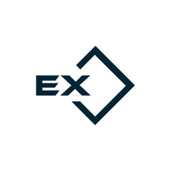 EX logo. E X design. White EX letter. EX, E X letter logo design. E X letter logo design in FIVE, FOUR, THREE, style. letter logo set in one artboard. E X letter logo vector design.