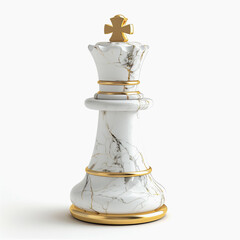 Luxurious Marble Chess King with Gold Accents