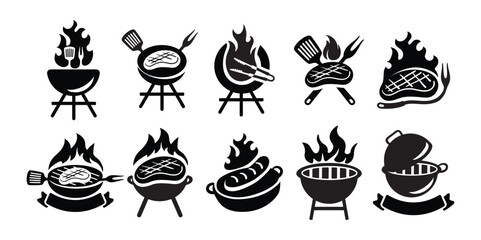 BBQ Grill Logo Vector Set