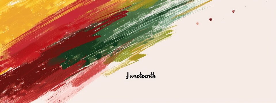 Juneteenth - lettering on abstract painted splash background. Modern calligraphy handlettering. Freedom Day concept.