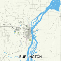 Burlington, Iowa, United States map poster art