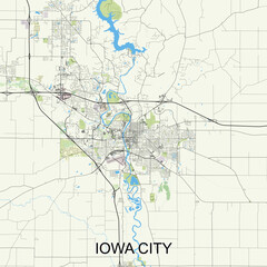 Iowa City, Iowa, United States map poster art
