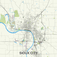 Sioux City, Iowa, United States map poster art