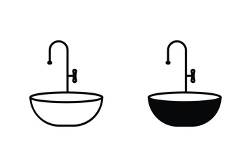 Bathroom sink unit line icon, outline vector sign, linear style pictogram isolated on white. Symbol, logo illustration.	
