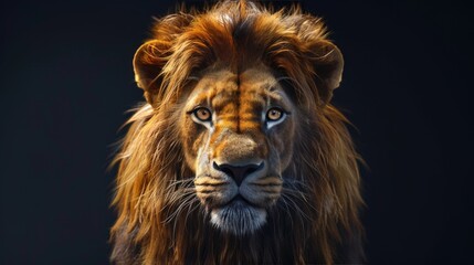 Fototapeta premium Craft a photorealistic image of a majestic lions frontal view