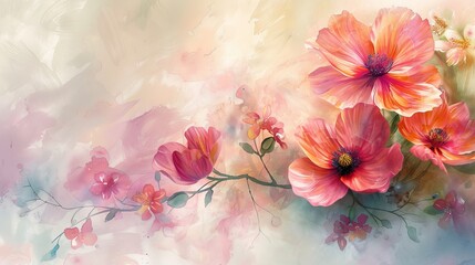Delight in the graceful elegance of side-view flowers! Capture the delicate petals and stems in a watercolor style
