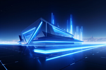 Gradient future smart city and glow effect background, cyberpunk style scene illustration