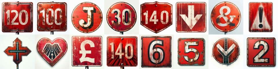 Red Road traffic sign Lettering Typeface. AI generated illustration