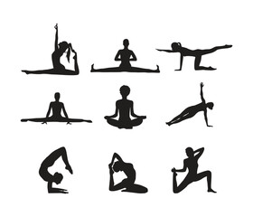 Free vector yoga postures, gymnastics and fitness collection set 