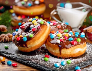 donuts with icing and sprinkles