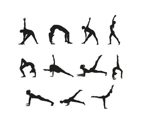 Free vector yoga postures, gymnastics and fitness collection set 