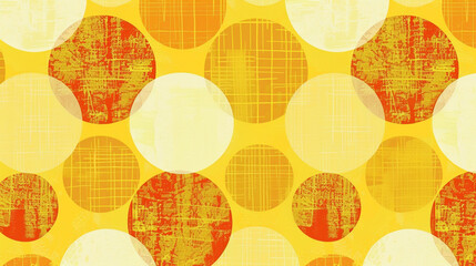 Vibrant yellow retro circles on mustard enhance a cheerful, vintage aesthetic for digital decor,
