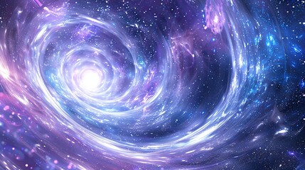 White Galaxy Surrounded by Vibrant Metaphysical Lines in a Circular Composition, 8K Resolution, Hypercolorful Dreamscapes with Circuitry, Sky-Blue and Violet Tones