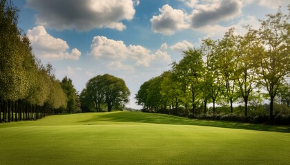 Obraz premium Beautiful blurred background image of spring nature with a neatly trimmed lawn surround