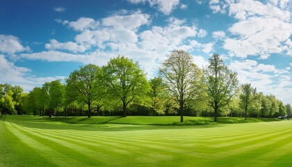 Obraz premium Beautiful blurred background image of spring nature with a neatly trimmed lawn surround
