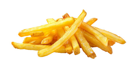 French fries or potato fries with salt taste isolated white on background
