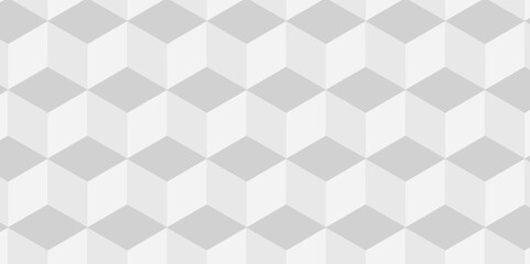 Abstract white and gray style minimal blank cubic. Geometric pattern illustration mosaic, square and triangle wallpaper. Seamless cube technology business concept.