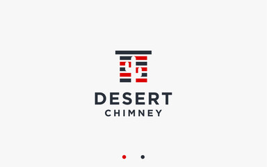chimney with cactus logo design vector silhouette illustration